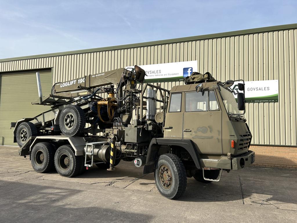 military vehicles for sale - Steyr 1491.310 6×6 Timber Loglift Cargo / Crane Truck